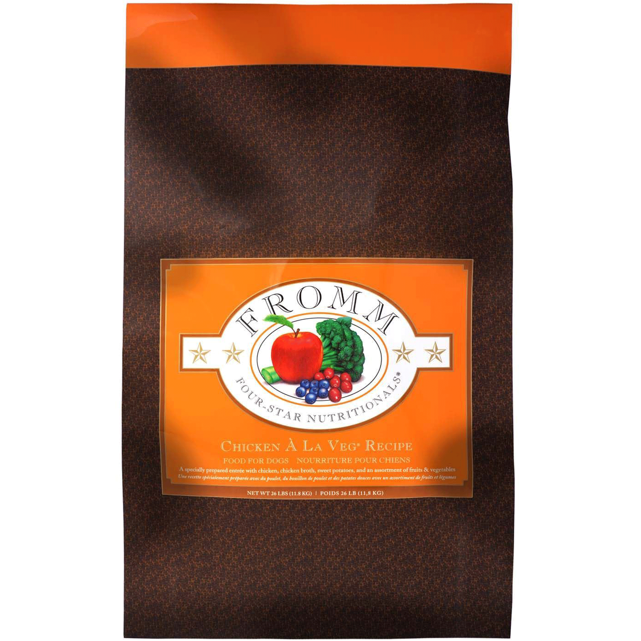 Premium Fromm's Four Star Chicken a la Veg Grain-Free Dry Dog Food - High Protein, All-Natural Ingredients for Healthy Digestion - Perfect for Adult Dogs with Sensitive Stomachs