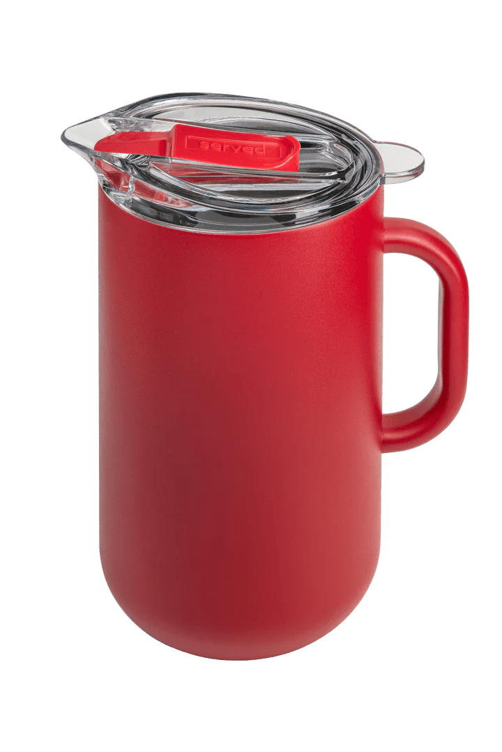 Strawberry Insulated Pitcher - 64oz BPA-Free Stainless Steel Iced Tea & Lemonade Server - Perfect for Summer BBQs, Picnics & Outdoor Parties