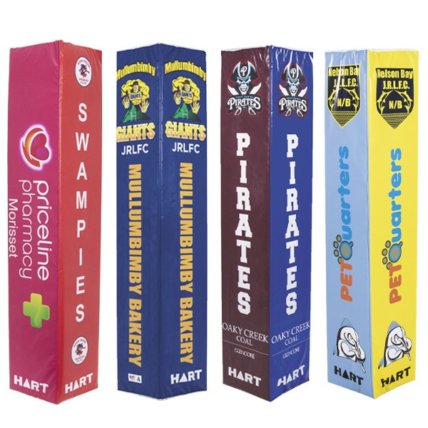 HART Square Rugby Post Pads - 35cm x 100mm Cut Out - Custom Printed Set of 4 - Protective Padding for Rugby Goal Posts - Perfect for Training & Match Safety
