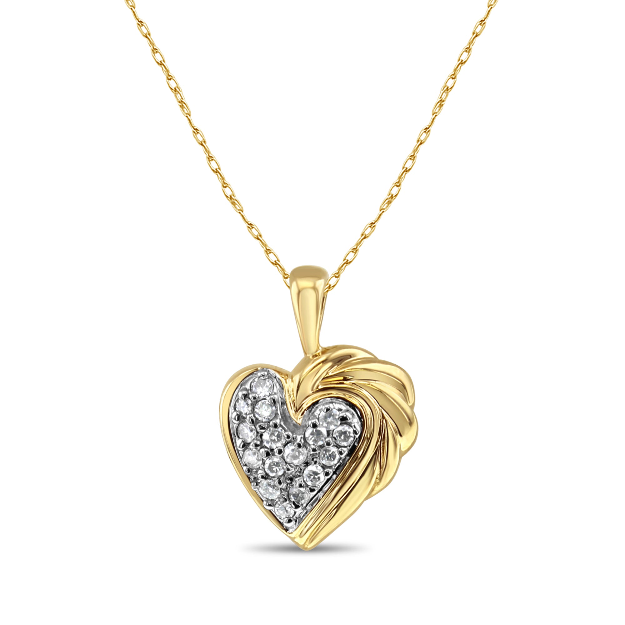 10K Two-Tone Gold Heart Necklace with 0.25cttw Diamond Pave - Romantic Gift for Valentine's Day, Anniversary & Special Occasions