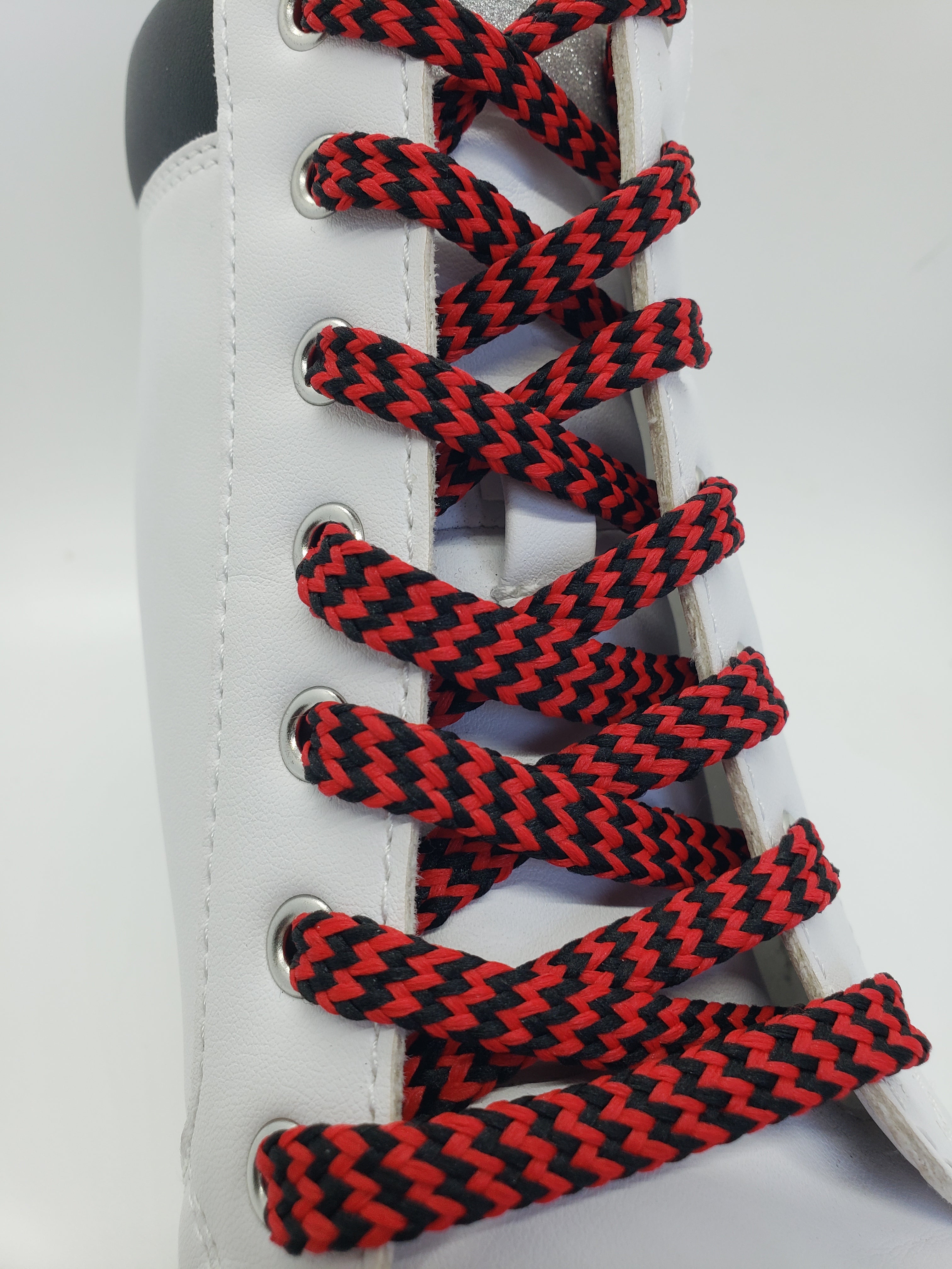 Red and Black Hybrid Chevron Shoelaces - Durable & Stylish Shoelaces for Sneakers, Running Shoes & Casual Footwear - Perfect for Sports, Workouts & Everyday Wear