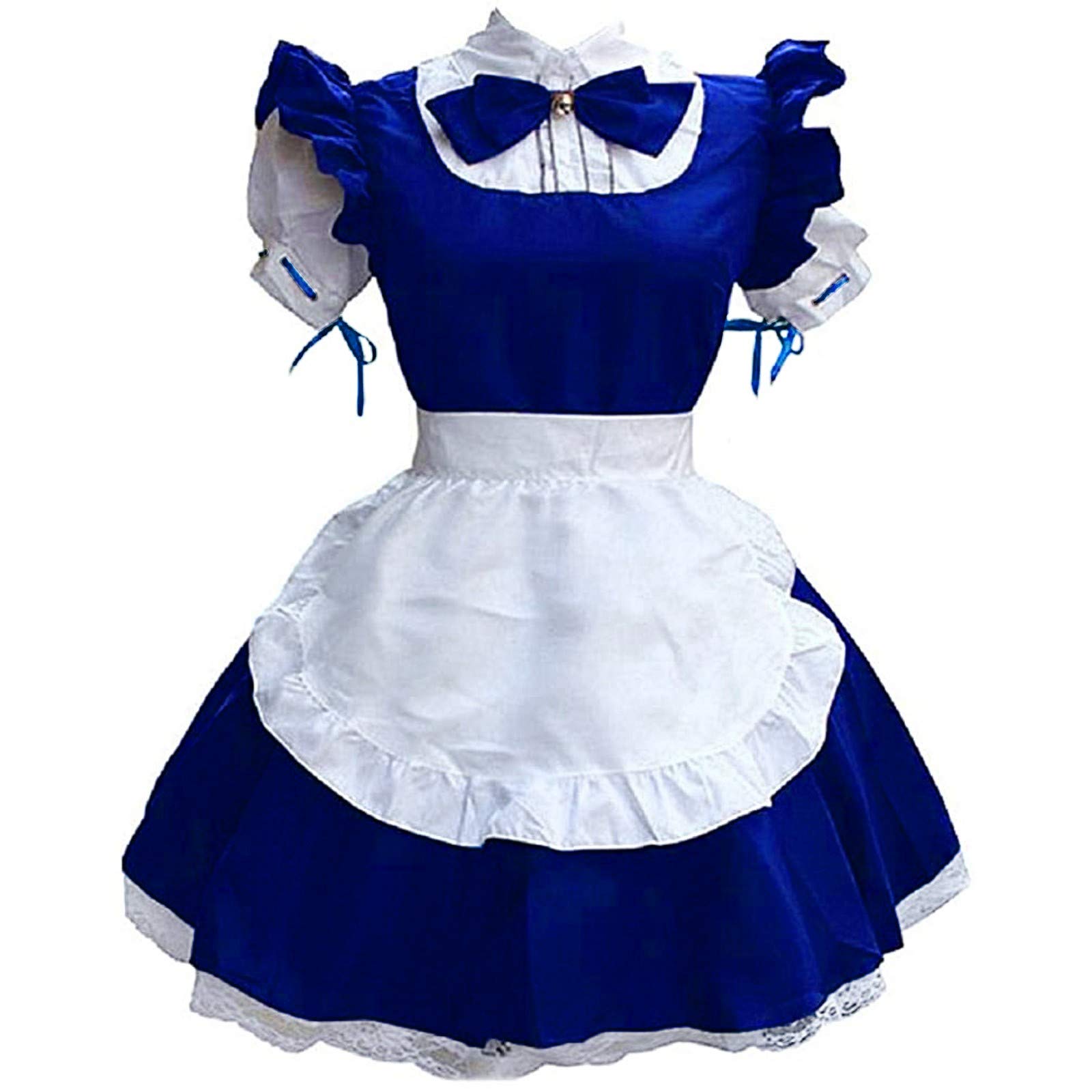 Elegant Bowknot Apron Dress - Women's Cosplay Costume Lingerie with Headwear & Collar - Petite Spring Maxi Dresses for Parties, Roleplay, and Special Occasions