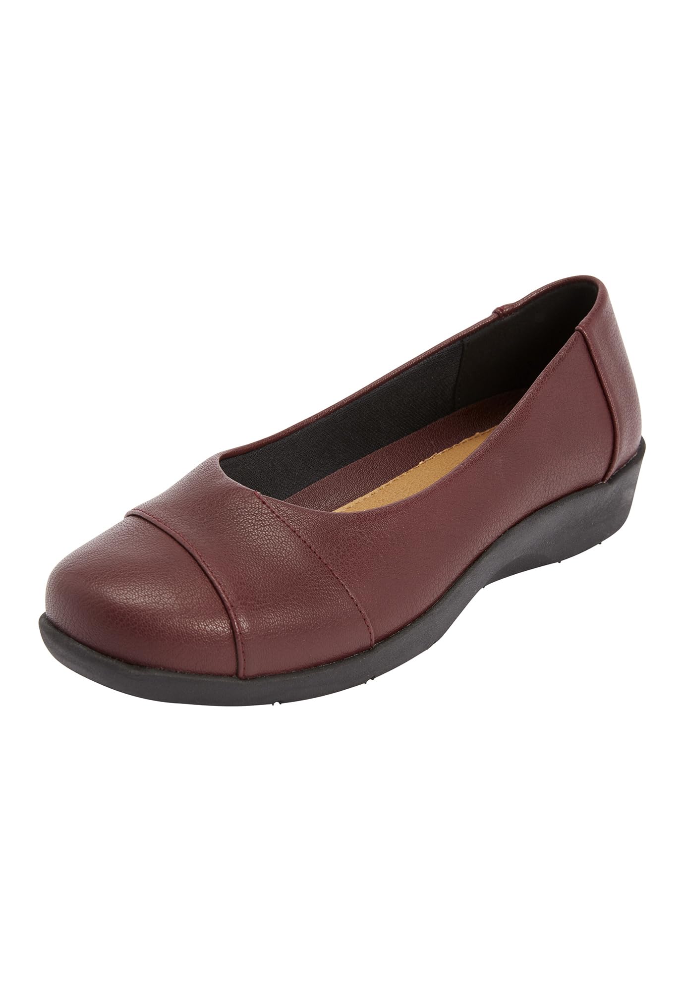 Comfortview Women's Wide Width The Gab Flat Shoes - Comfortable Slip-On Flats for Women with Wide Feet | Perfect for Work, Travel & Everyday Wear