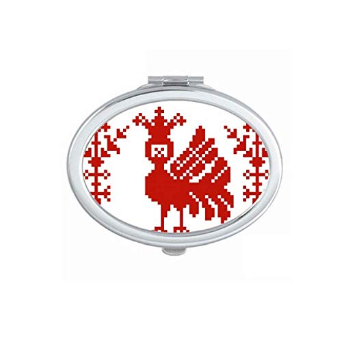 DIYthinker Red Mosaic Animal Tree Russian Style Portable Folding Double-Sided Makeup Mirror - Perfect for Travel, Home Vanity & Gift Giving