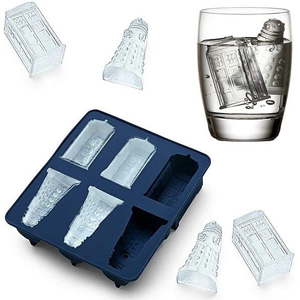 Spespo Silicone Ice Cube Tray - Chocolate, Candy & Cookie Mold Maker with Tardis & Daleks Designs | Perfect for DIY Treats, Party Favors & Sci-Fi Themed Baking