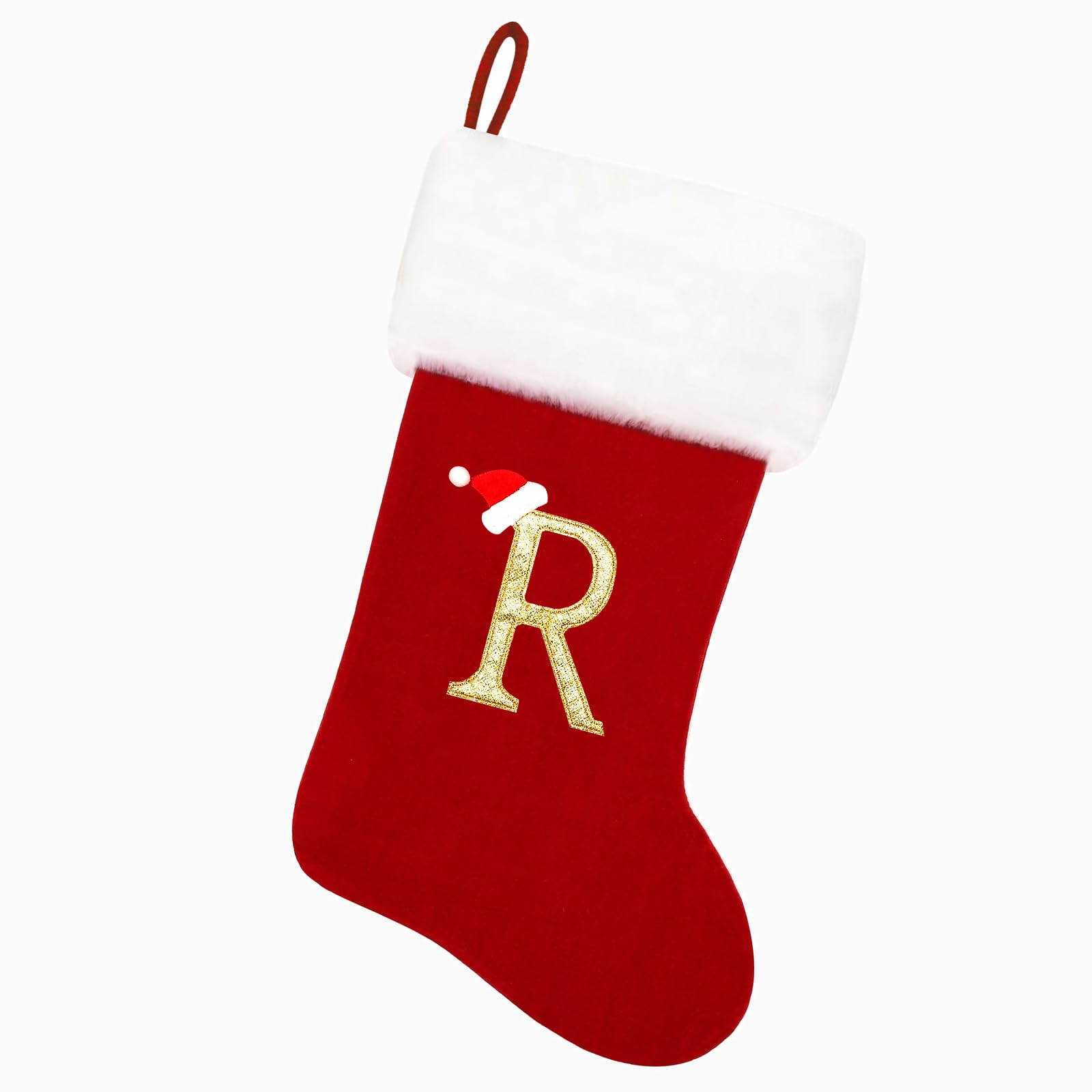 20 Inch Red Velvet Christmas Stockings with Soft Plush Cuff - Personalized Embroidered Monogram Holiday Stockings for Fireplace Decor - Family Xmas Tree Decorations (Perfect for Holiday Gifts & Festive Home Decor)