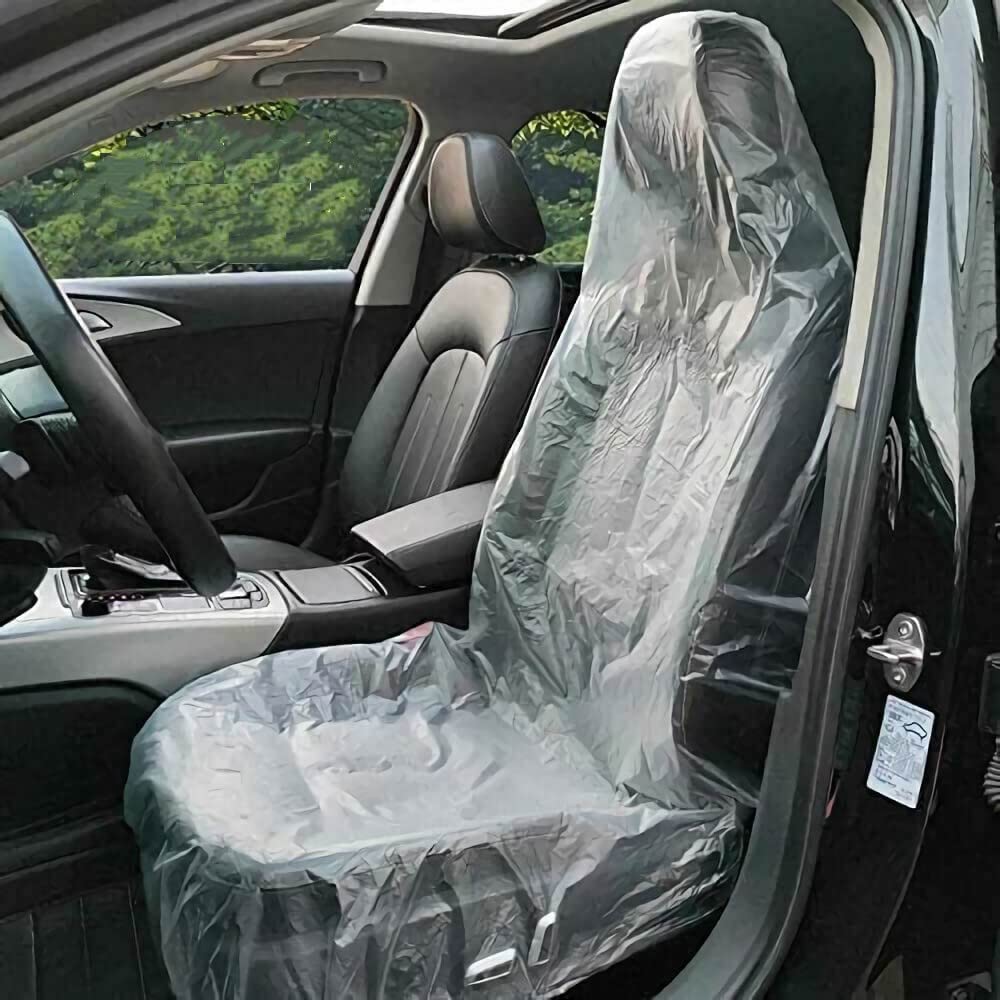 100 Pack Disposable Plastic Seat Covers - Universal Fit for Car, Airplane, Salon, Restaurant & Bus Seats - Hygienic Protection for Travel, Dining & Public Transportation (100 Count)