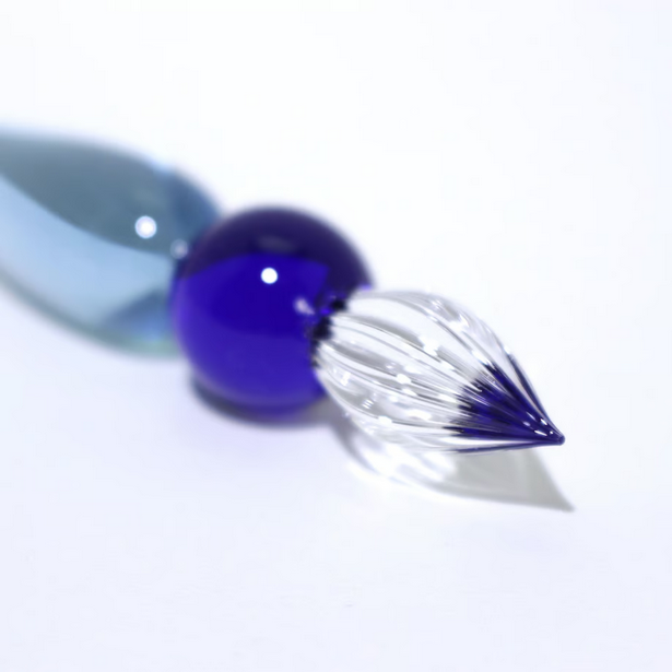 Japanese Glass Dip Pen - Short Blue Calligraphy Pen for Handwriting & Art - Perfect Gift for Writers, Artists & Stationery Lovers - Ideal for Journaling, Lettering & Creative Projects