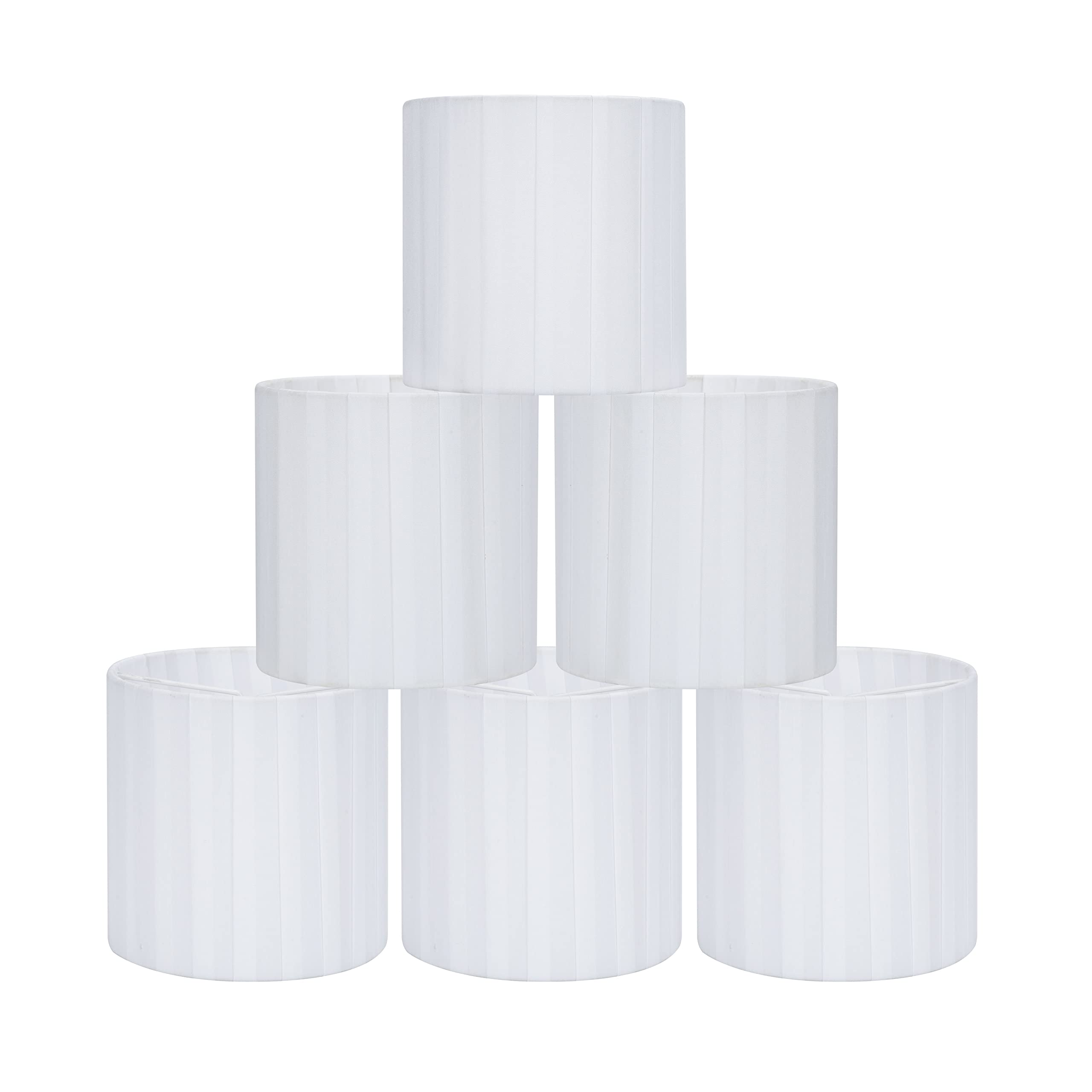LAMPWELL LUCIE Clip-On Chandelier Lamp Shades - Set of 6 Small Drum Shade (5.2