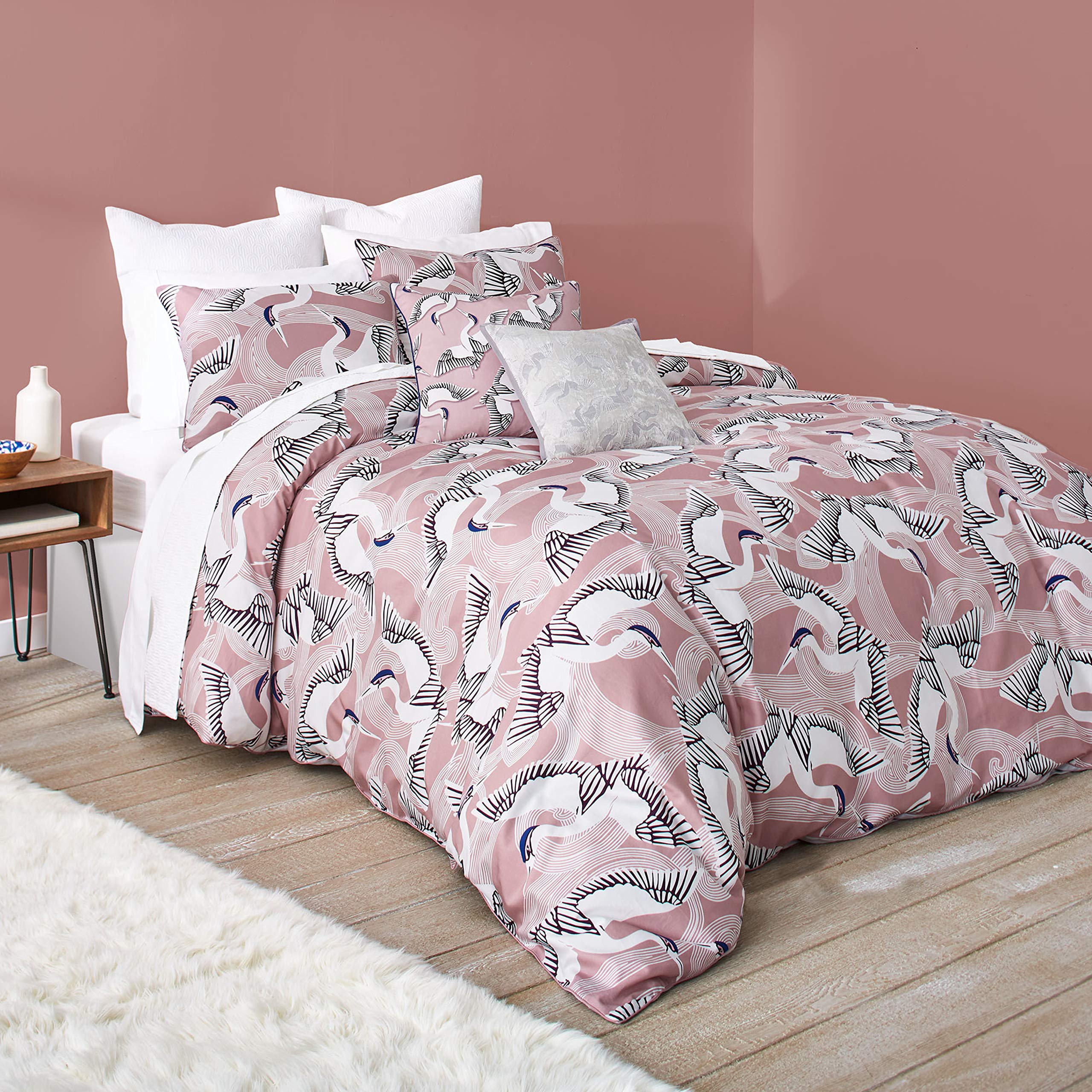 Ted Baker Crane Cotton 2-Piece Comforter Set with Shams - Twin Size, Soft Pink Bedding for Girls & Teens - Perfect for Bedroom Decor & Cozy Sleep