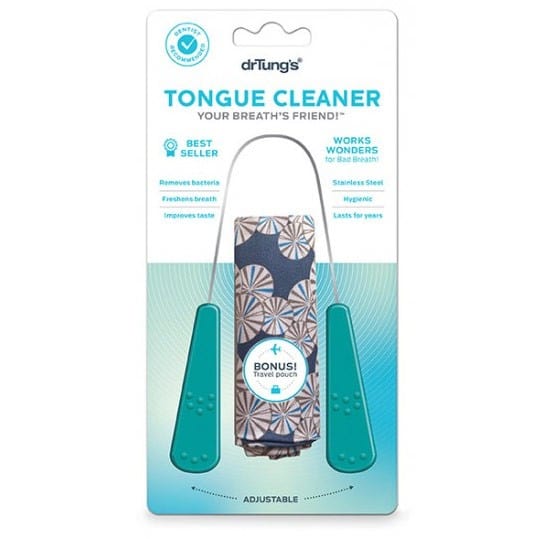 Dr Tung's Stainless Steel Tongue Cleaner for Fresh Breath - Oral Hygiene Scraper for Bad Breath, Plaque & Bacteria Removal - Perfect for Daily Dental Care & Travel