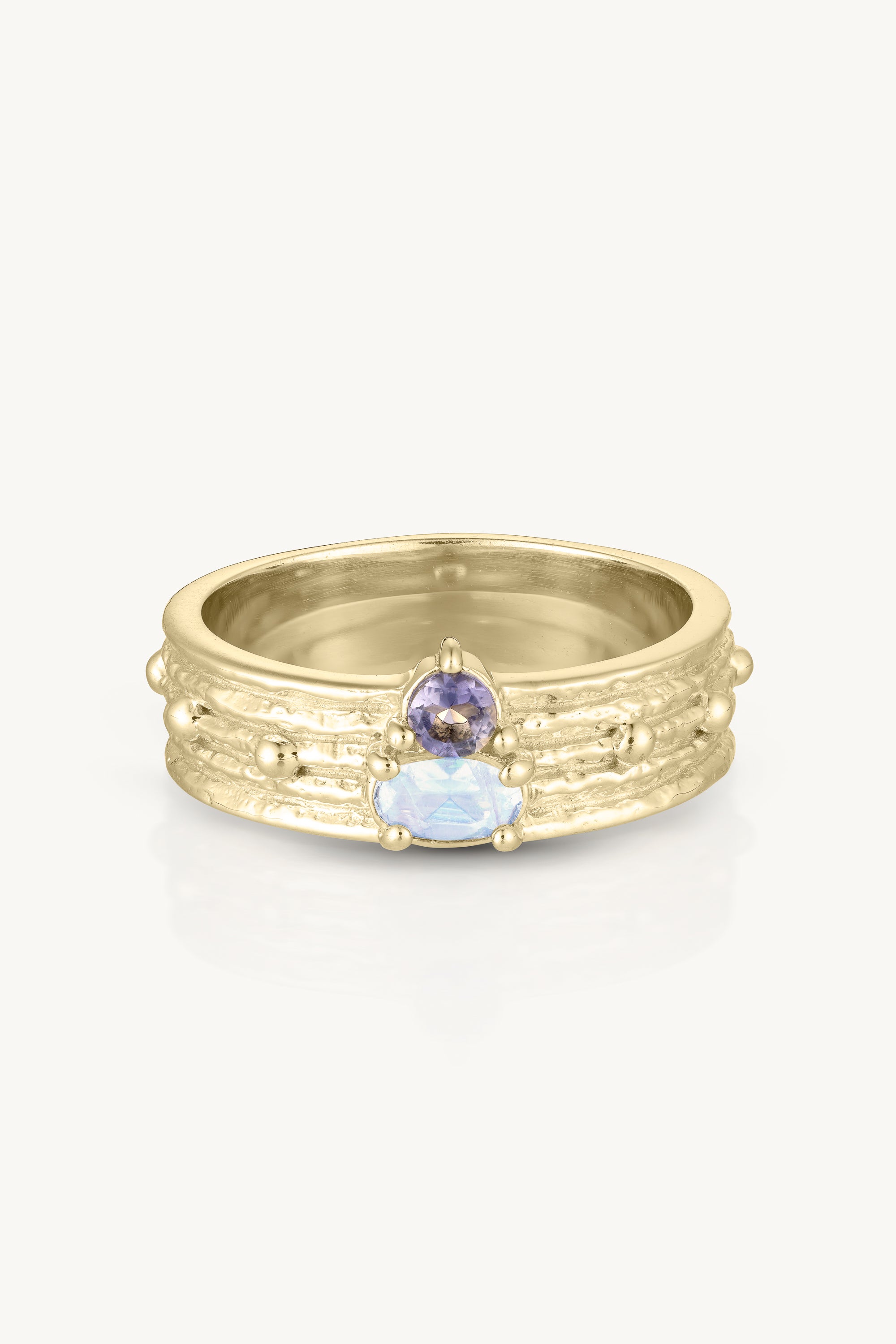 Asymmetric Iolite Gold Stackable Rings for Women - Elegant Layering Jewelry for Everyday Wear & Special Occasions