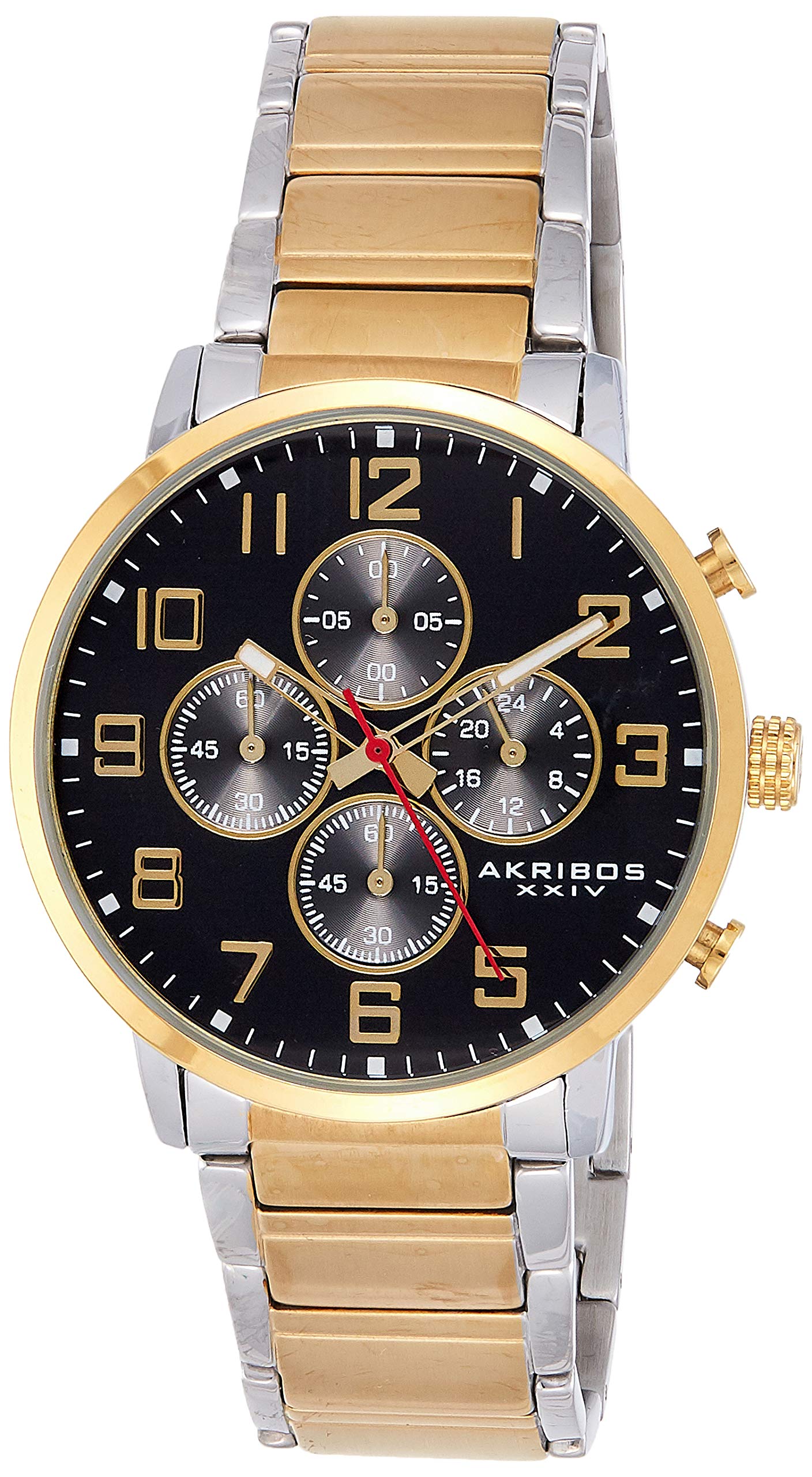 Akribos AK810 Men's Chronograph Watch with Quartz Movement, 4 Subdials & Stainless Steel Bracelet - Stylish Dress Watch for Business, Formal Events & Everyday Wear