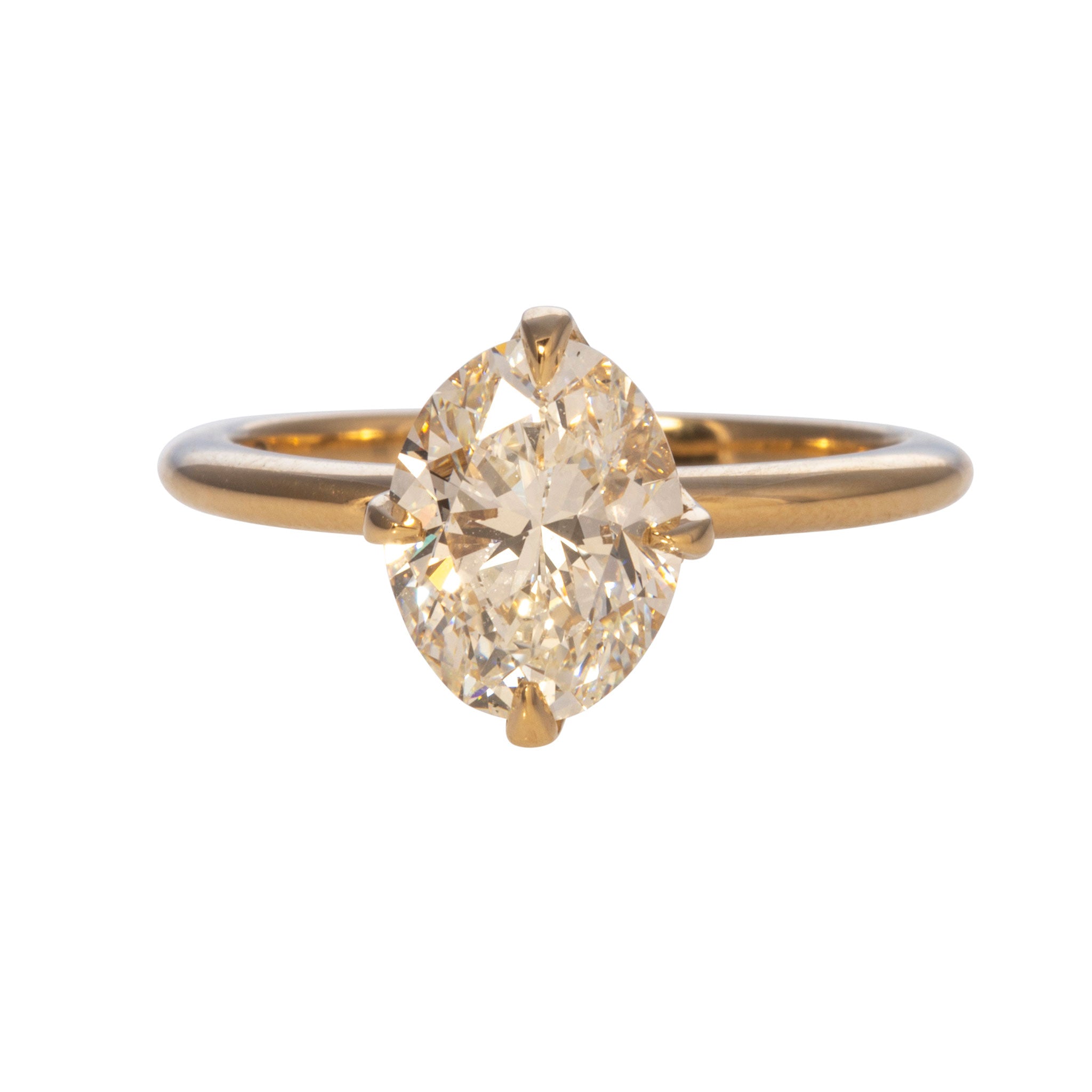 2 Carat Oval Cut Diamond Solitaire Engagement Ring in 18K Yellow Gold - SI1 Clarity, Ideal for Proposals & Weddings