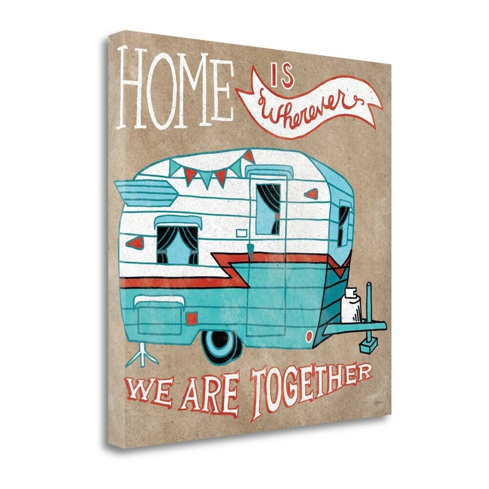 Adventure Love Camper Taupe Wall Art - Mary Urban Giclee Print on Gallery Wrapped Canvas - Perfect for Living Room, Bedroom & Office Decor