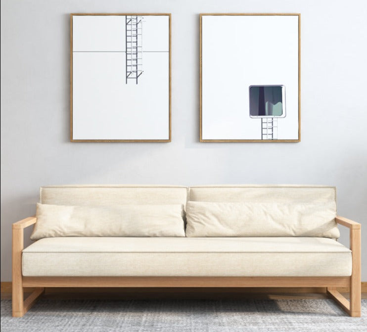CHLOE Scandinavian Sofa - American Hardwood Frame, Japanese-Inspired Design - Choose from 5 Sizes & 7 Fabric Colors (Walnut, Natural, Black) - Perfect for Living Rooms, Offices & Cozy Spaces