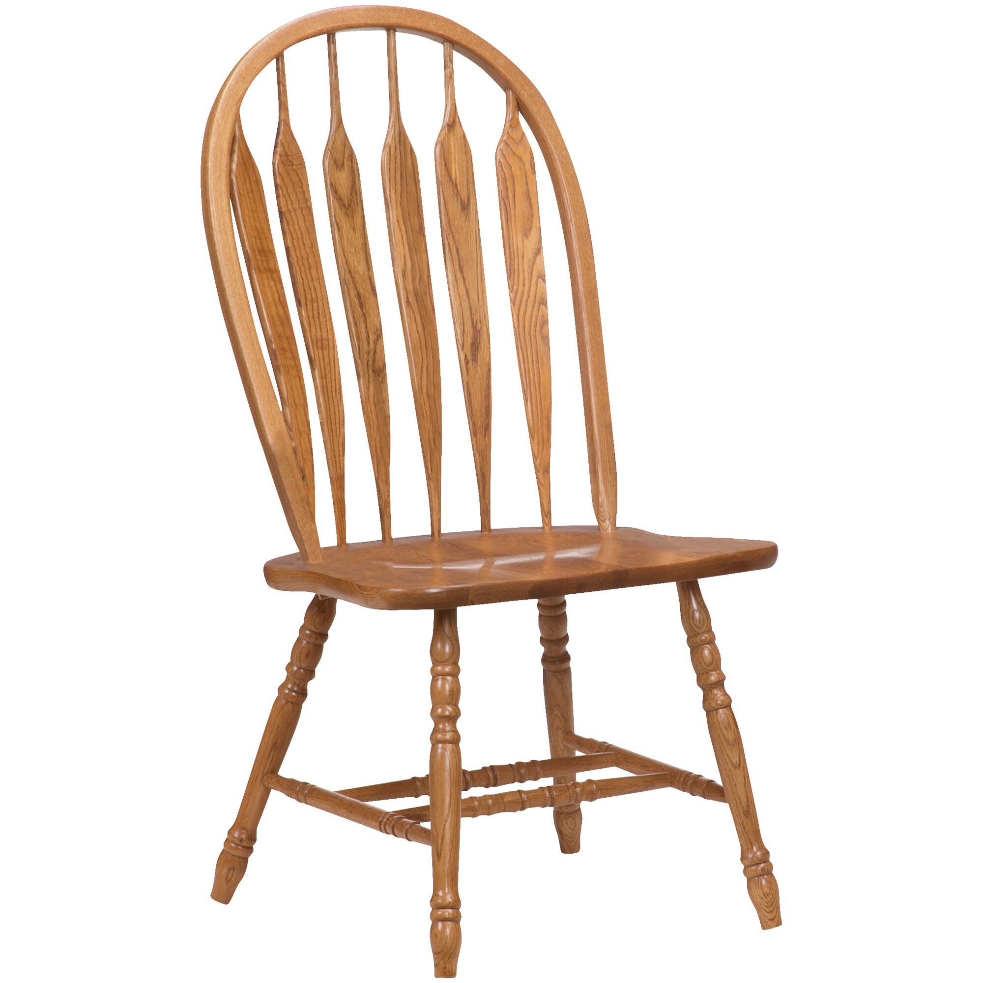 Jefferson Oak Curved Arrow Side Chair - Solid Wood Dining Chair with Comfortable Cushion - Perfect for Dining Room, Kitchen, or Home Office Seating