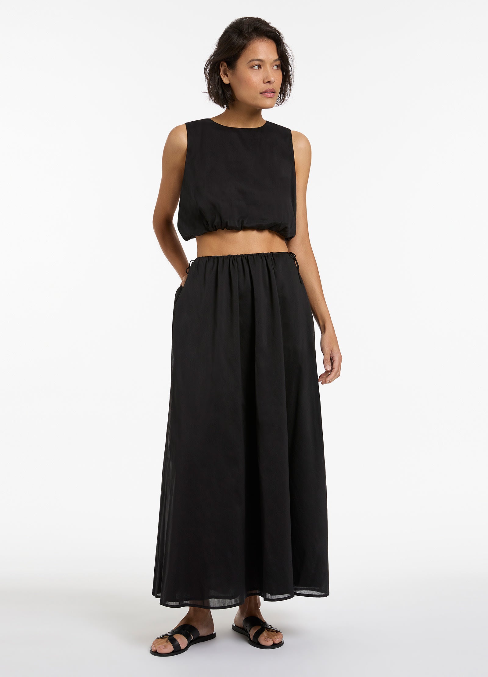 JetSet Gathered Maxi Skirt for Women - Flowy Long Black Maxi Skirt with Elastic Waistband | Perfect for Beach, Vacation, and Summer Outfits