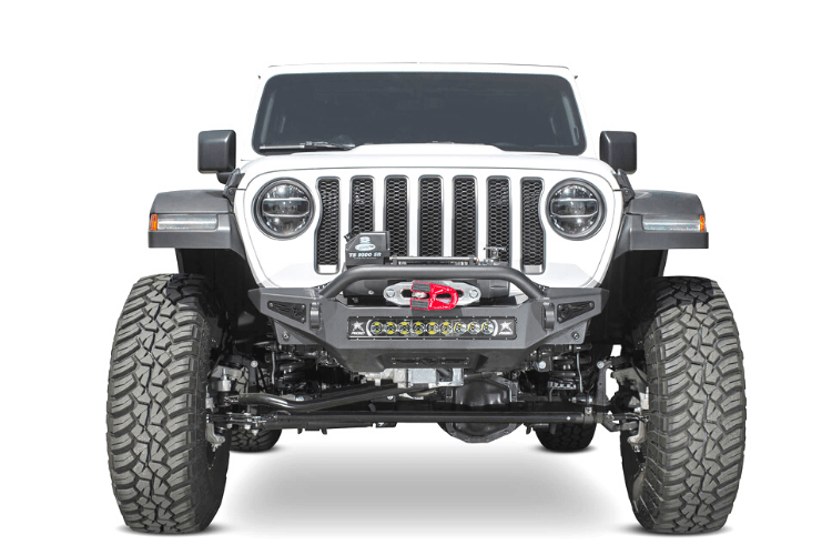 Jeep Wrangler JL Rock Fighter Winch Front Bumper for 2018-2022 Models | Heavy Duty Off-Road Bumper with Winch Mount | Perfect for Trail Riding & Rock Crawling