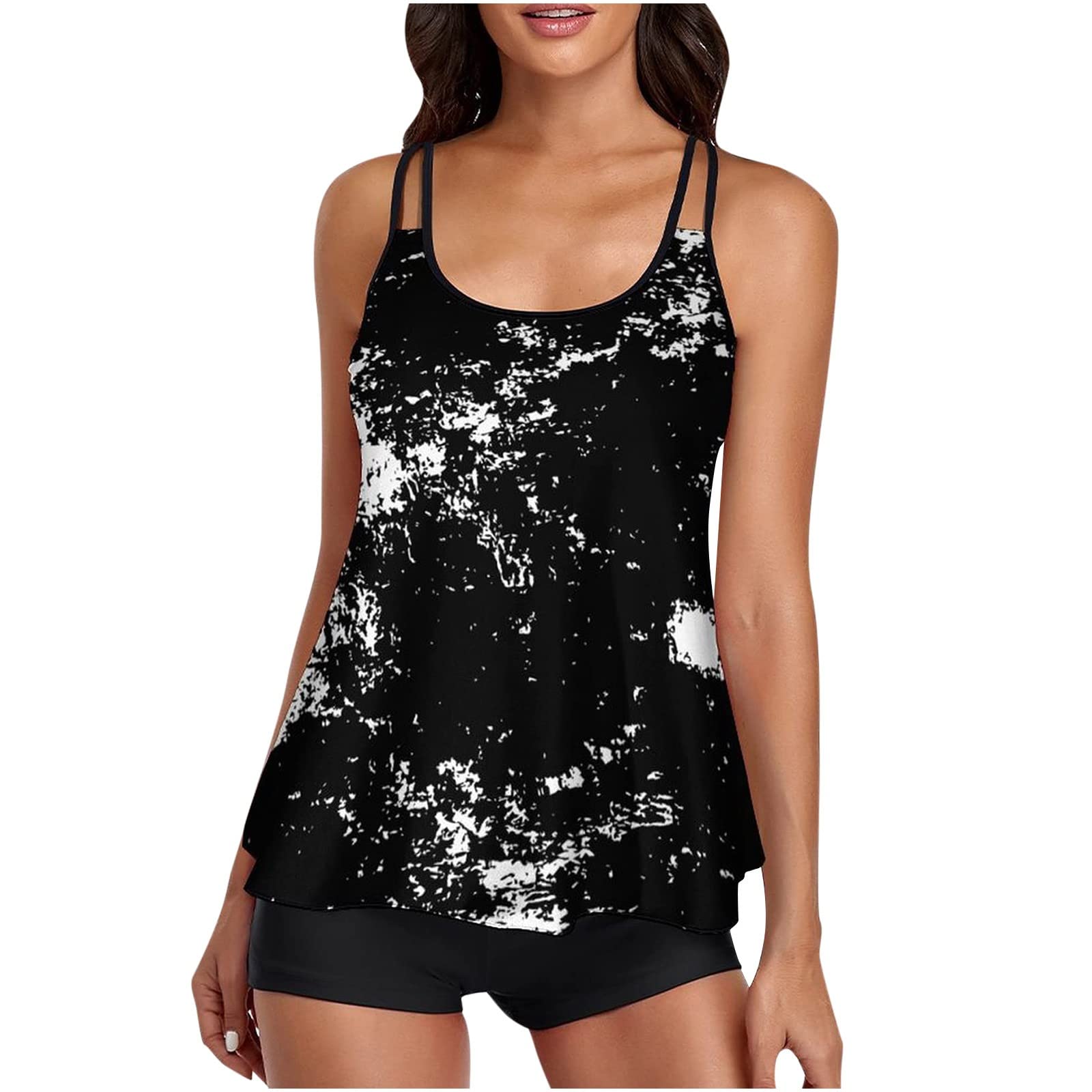 Eaktool Women's Two Piece Swimsuit - Flowy Tankini Top with Tummy Control & Shorts for Beach, Pool & Summer Vacations