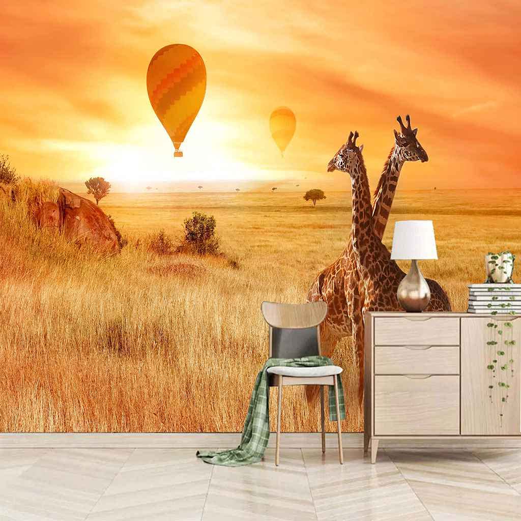 Custom 3D Giraffe Wall Sticker Mural - Self-Adhesive Animal Wallpaper Decor for Kids Bedroom, Living Room & TV Background - Large 118x83 Inch Removable Wall Art - Perfect for Nursery, Playroom & Home Decor Gifts