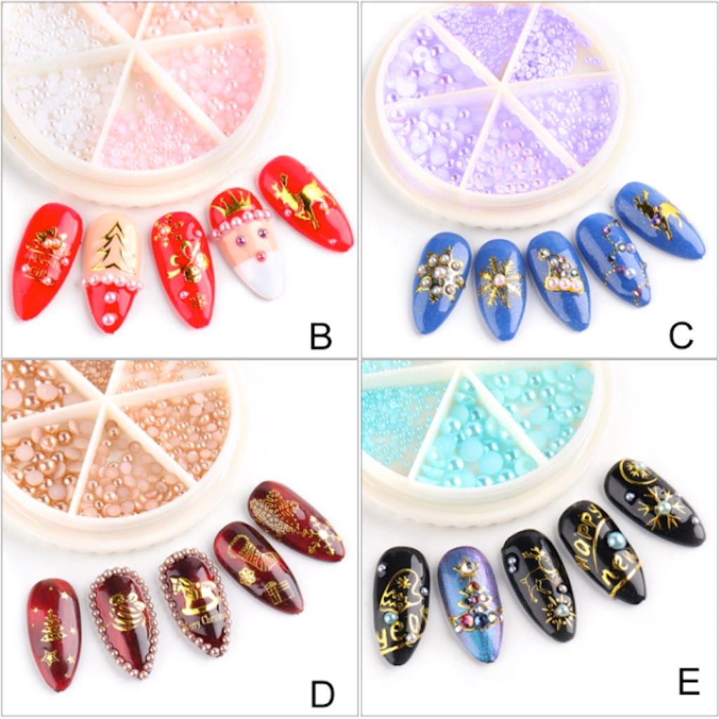 Half Pearls Nail Art Decoration Wheels - DIY Nail Design Accessories for Manicure, Pedicure, Salon & Home Use