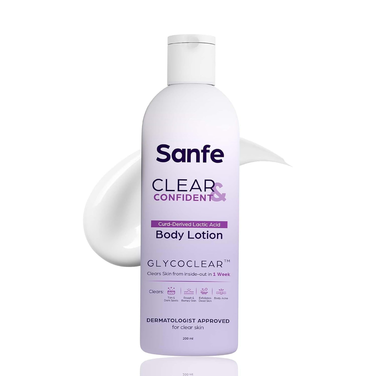 RI Clear & Confident Glycolic Acid Body Lotion - Daily AHA Exfoliator for Rough & Bumpy Skin, Tan Removal, Acne Treatment & Strawberry Skin Care - With Niacinamide & Lactic Acid - Smooth Skin from First Use (200ml) | Perfect for Daily Skincare Routine & Post-Shaving Care