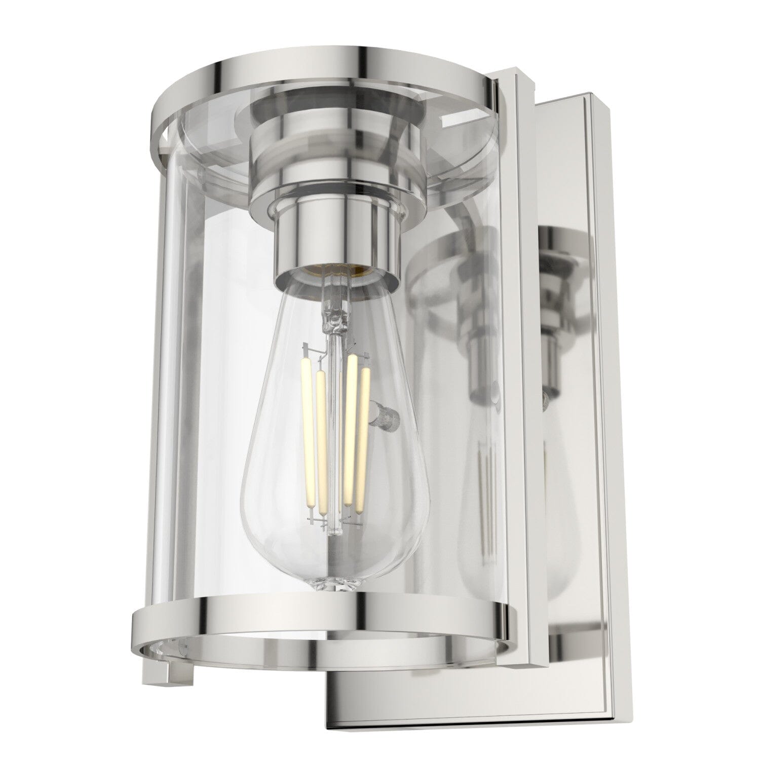 1 Light Astwood Wall Sconce - Modern Indoor/Outdoor Wall Light Fixture for Living Room, Bedroom, Hallway & Patio Lighting - Brushed Nickel Finish