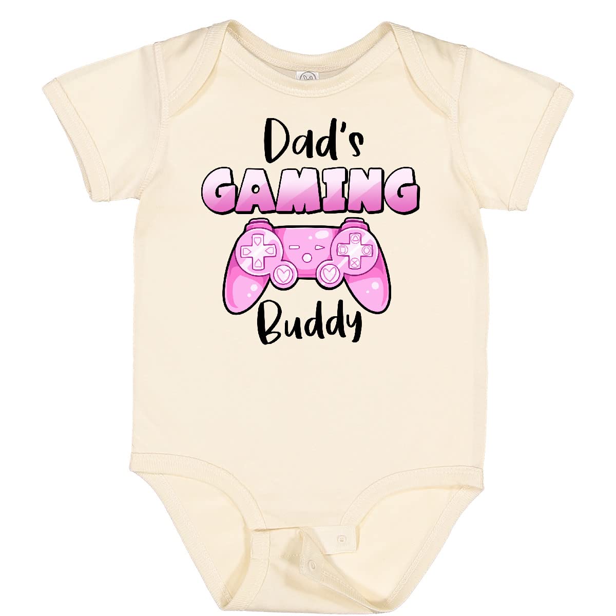 Inktastic Dad's Gaming Buddy - Pink Controller Baby Bodysuit | Cute Gamer Onesie for Newborns & Infants | Perfect Gift for Gaming Dads & Baby Showers | Soft Cotton Unisex Romper for Playtime & Family Photos