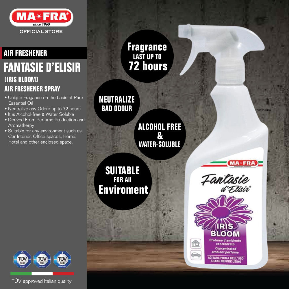 Mafra Fantasie D Elisir 500ml Iris Bloom Essential Oil Air Freshener - Long-Lasting Aroma for Home, Office & Car