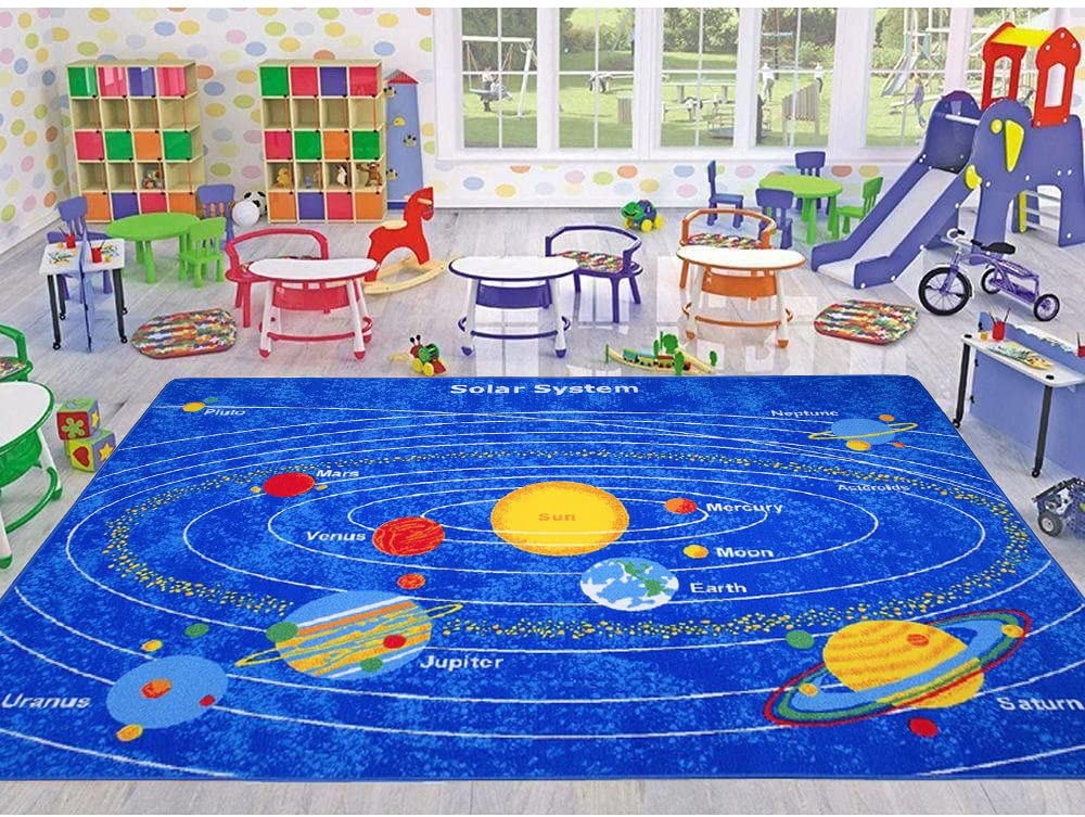 Champion Rugs Solar System Area Rug 8’ X 10’ - Space Themed Kids Room Decor, Playroom Rug, Educational Astronomy Carpet for Bedroom & Classroom