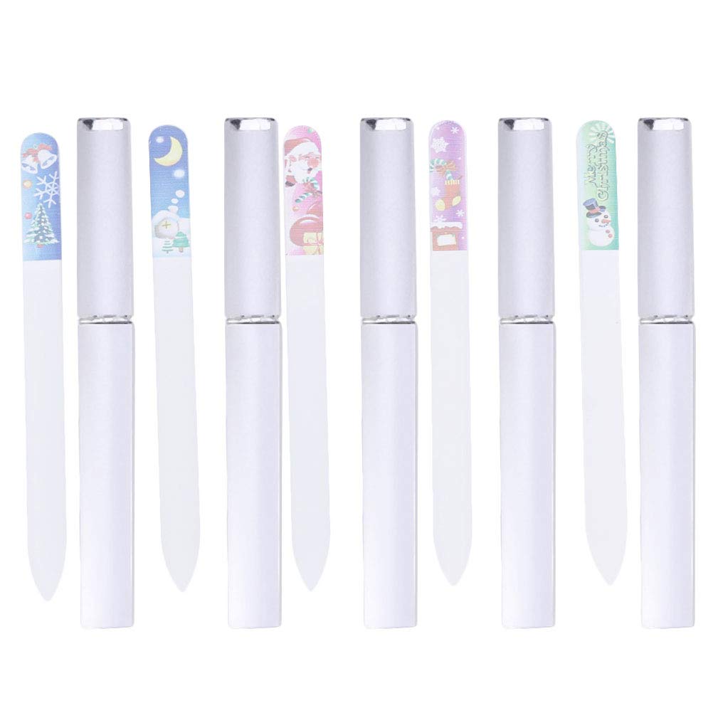 10-Pack Professional Glass Nail Files - Emery Board & Stained Glass Nail Shining File for Natural Nails Care - Perfect Manicure/Pedicure Tools Set - Great Gift for Christmas, Birthday & DIY Nail Salon Use