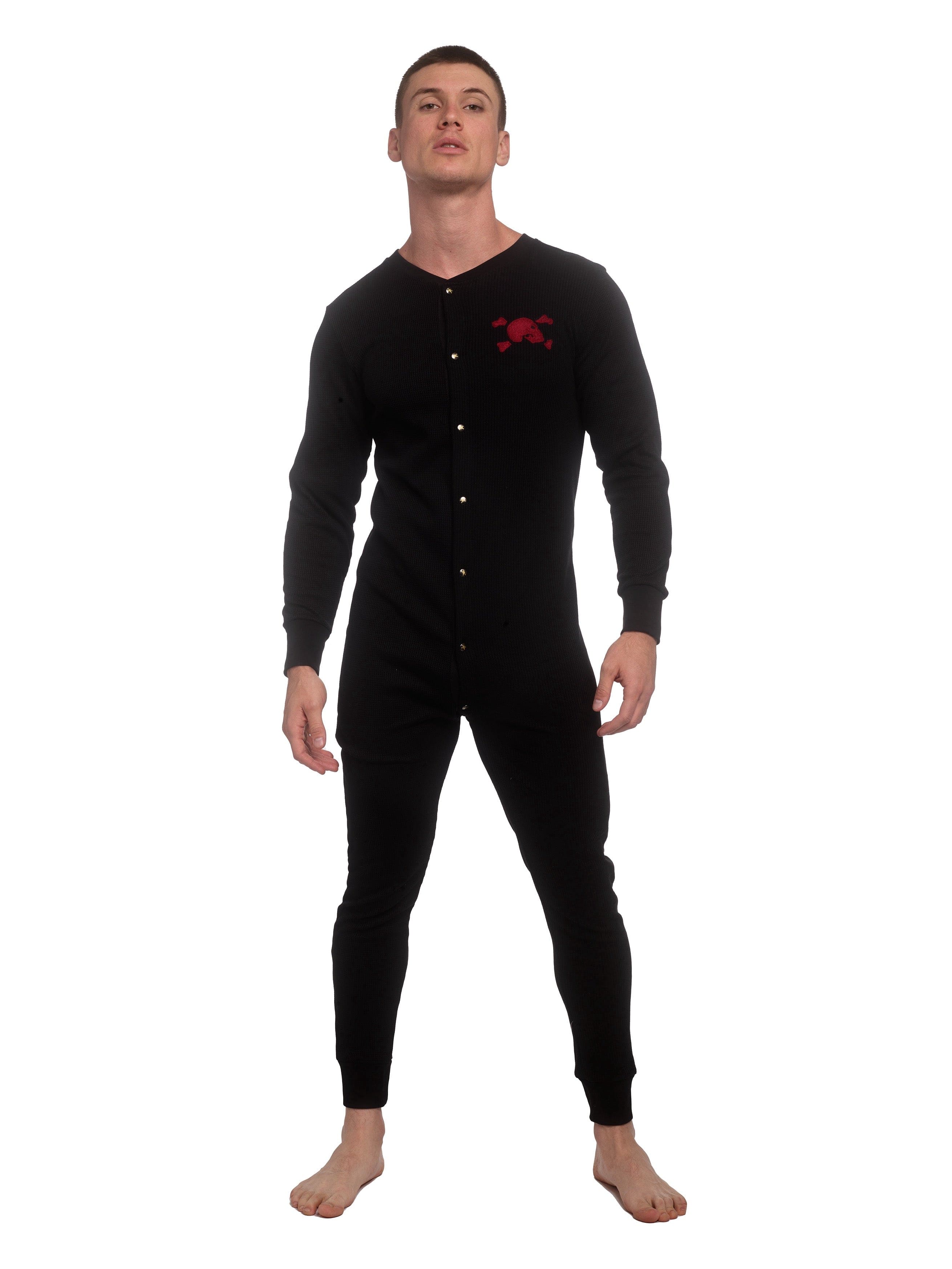 S&B Signature Union Suit for Men - Black Thermal Underwear Base Layer for Cold Weather, Winter Work & Outdoor Activities