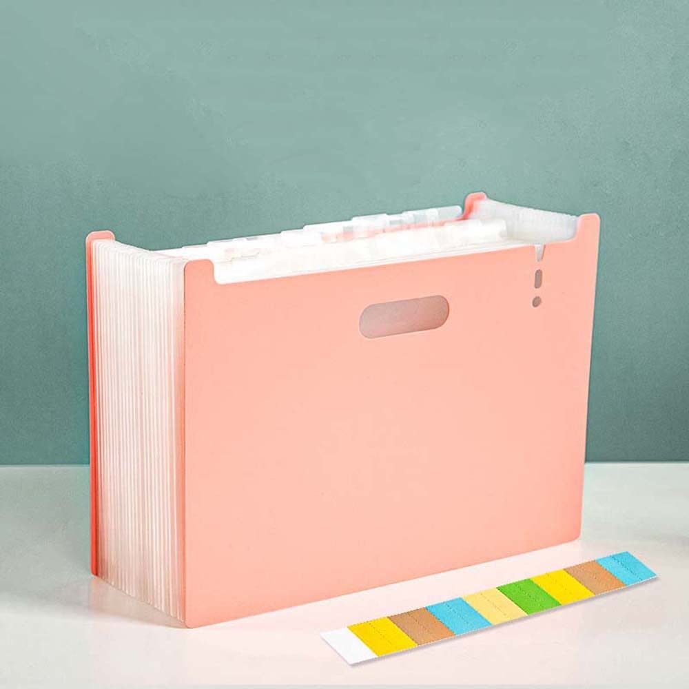 A4 Expanding File Folder - Multi-Layer Vertical Organizer Bag for Documents, Standing Paper Holder & Accordion File Storage (Pink) - Perfect for Office, School, Home Organization & Document Management