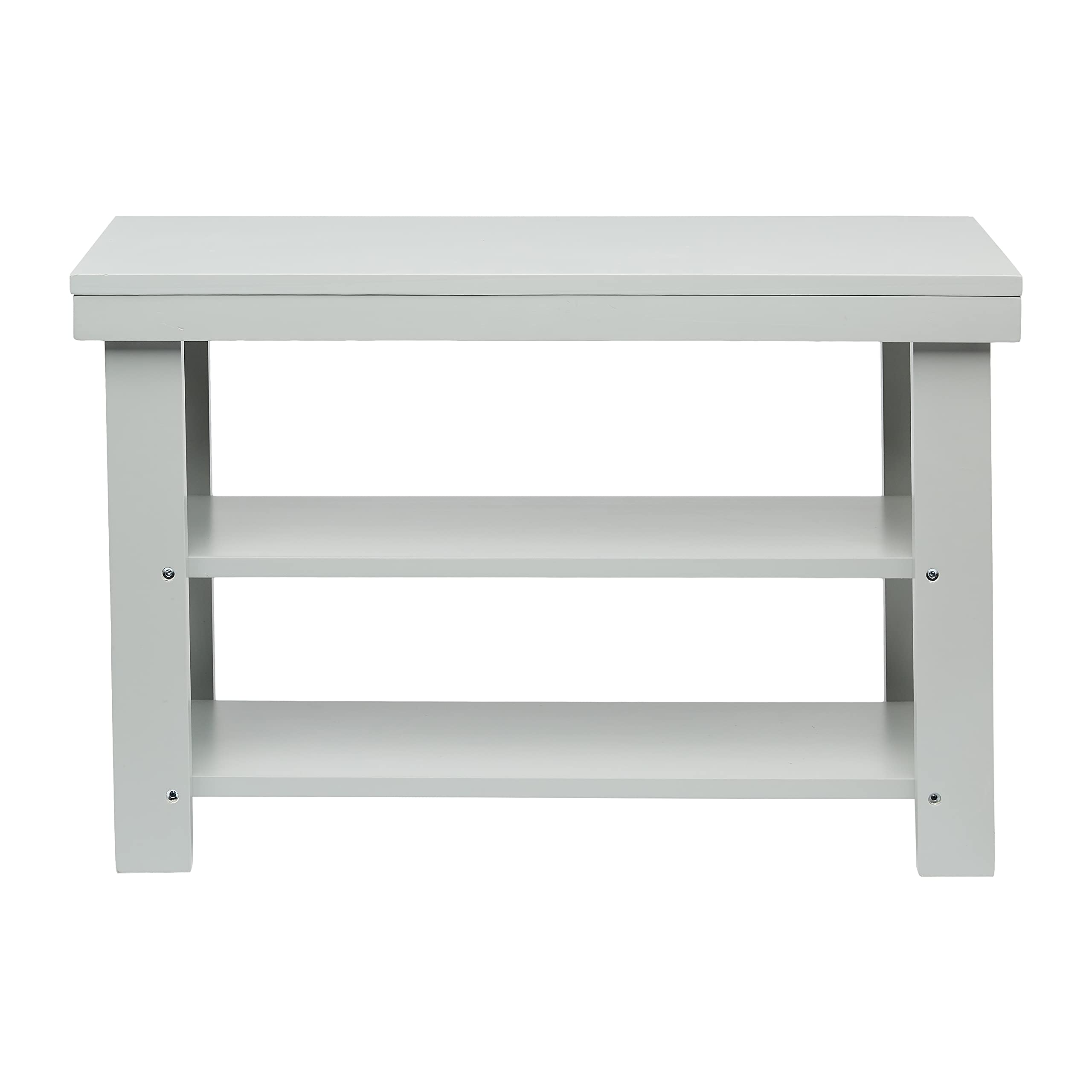 Amazon Basics Solid Pine Shoe Rack Bench with Storage - Gray Wooden Entryway Organizer for Shoes, Boots & Home Decor | Perfect for Hallway, Mudroom & Closet Organization