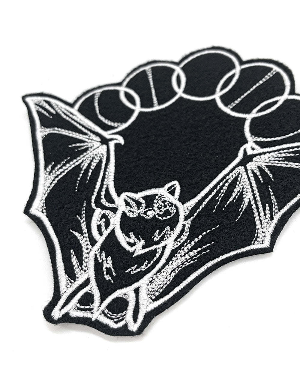Lunar Phases Bat Large Embroidered Patch - Gothic Style Iron-On Applique for Jackets, Bags & DIY Crafts