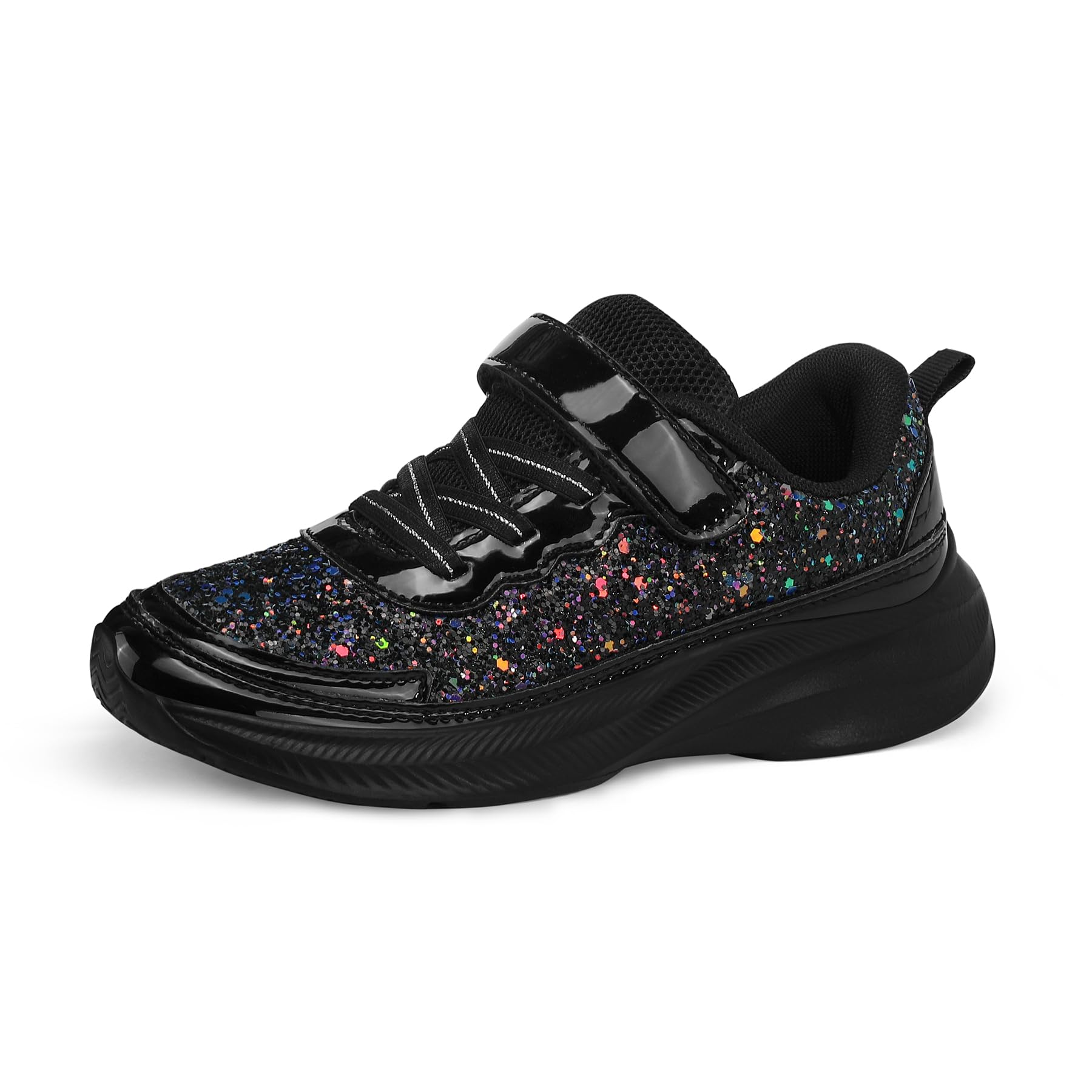 RUNSIDE Girls Glitter Sneakers - Lightweight Sparkle Tennis Shoes for Toddler, Little Kid & Big Kid | Hook & Loop Closure | Perfect for School, Play & Everyday Wear