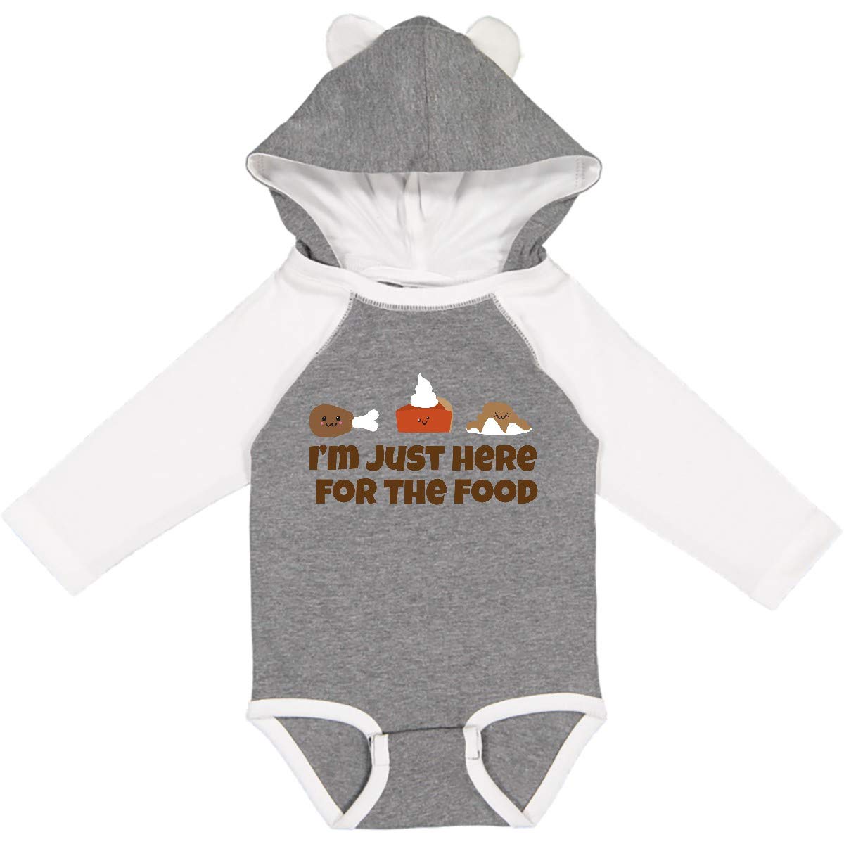 Inktastic Thanksgiving Here for The Food Long Sleeve Baby Bodysuit - Perfect for Holiday Photos, Family Gatherings & Festive Outfits