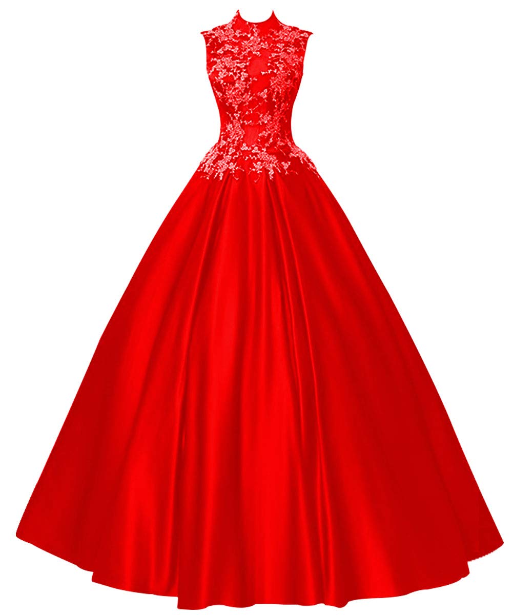 Elegant Long Prom Dress for Quinceanera | Princess Evening Gown with Halter Neck & Sleeveless Design | Satin Formal Gown for Homecoming, Ball, Wedding & Special Occasions