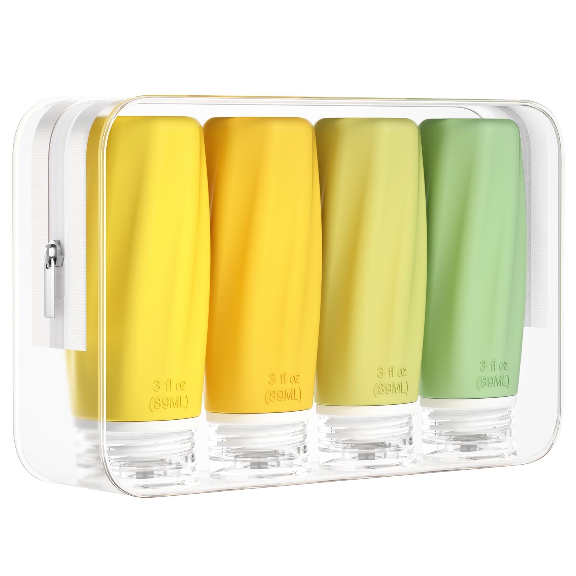 Morfone 3oz TSA Approved Leak Proof Travel Bottles for Toiletries - Refillable Squeezable Containers for Shampoo, Conditioner, Lotion & Liquids (Yellow) - Perfect for Air Travel, Camping & Gym Essentials