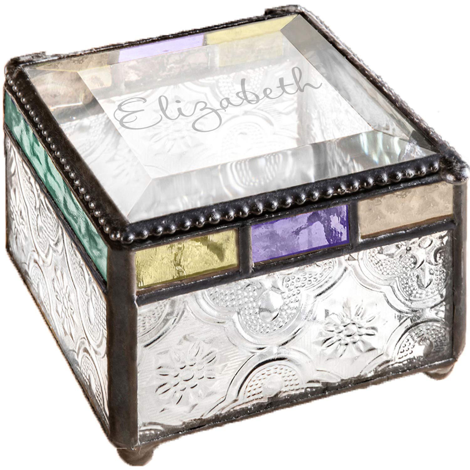 Personalized Jewelry Box - Elegant Stained Glass Keepsake Case for Necklaces & Rings | Decorative Vanity Display Organizer | Perfect Gift for Women, Brides & Jewelry Lovers | Home Decor & Wedding Accessory