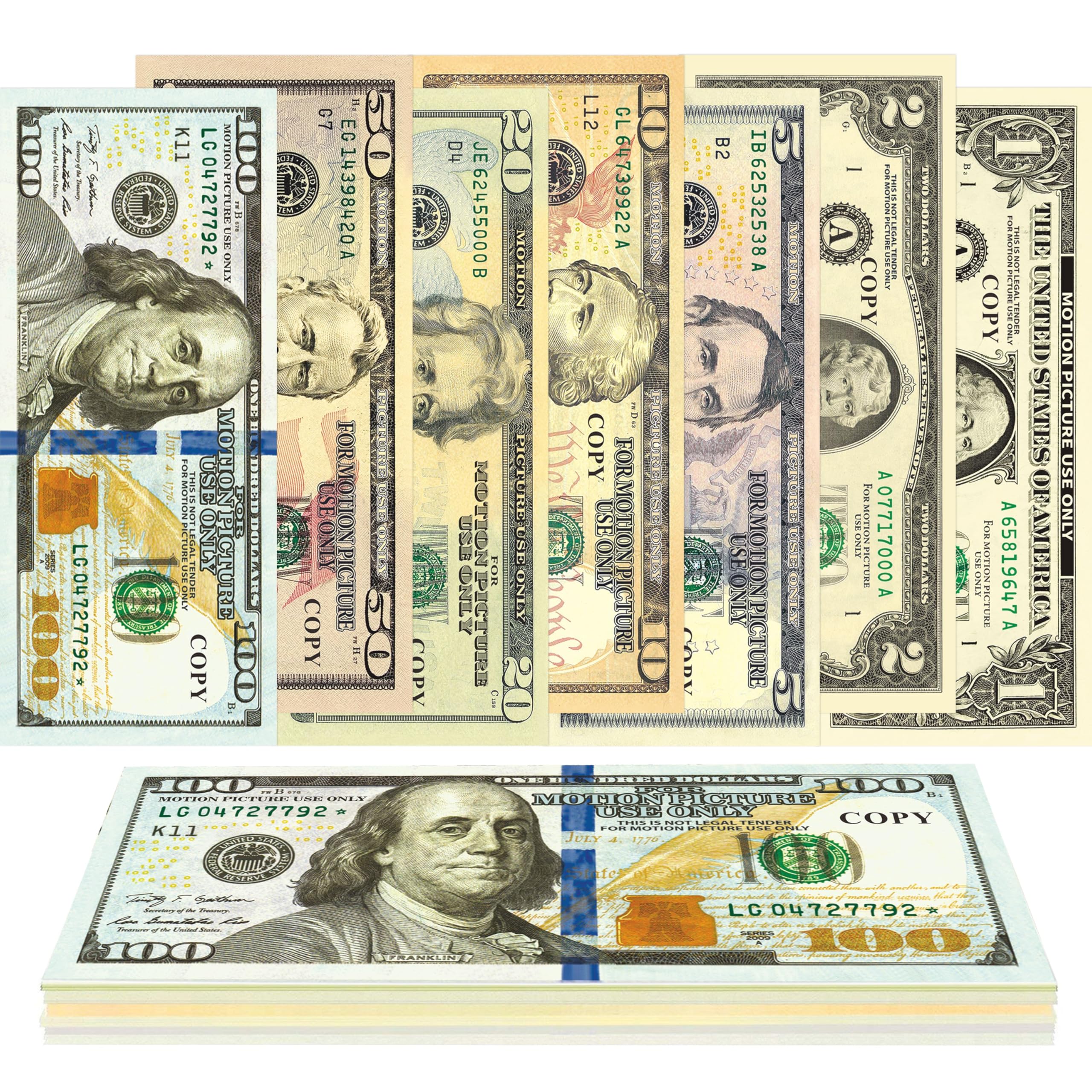 Powza Prop Money - Realistic Fake Cash for Movies, Games & Pranks - 140 Pcs Set - Perfect for Film Props, Magic Tricks & Party Entertainment