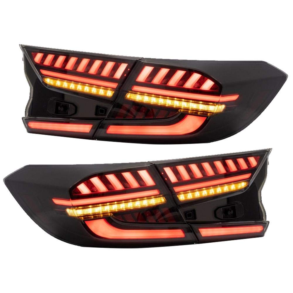 High-Quality LED Tail Lamp Assembly - Brake Light, Dynamic Turn Signal, Fog Light - Energy Saving Car Upgrade for Passenger & Driver Side (2-Piece Set, Black) | Perfect for Night Driving & Vehicle Customization