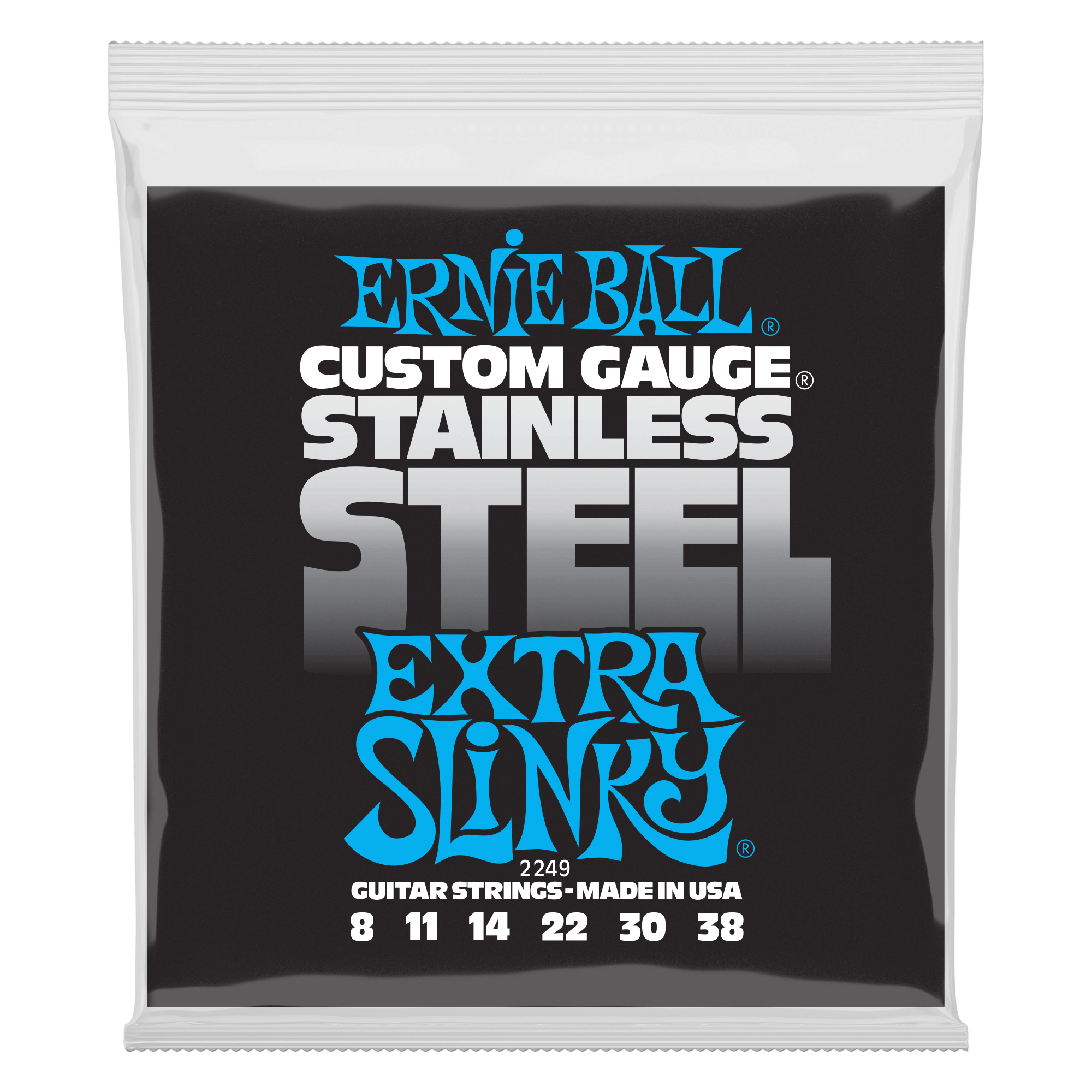 Ernie Ball Extra Slinky Stainless Steel Wound Electric Guitar Strings 8-38 Gauge - Perfect for Rock, Blues & Metal Guitarists | Studio & Live Performance