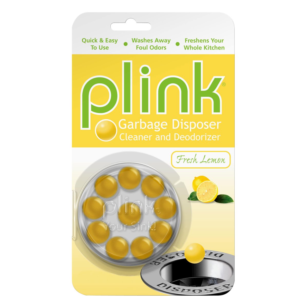 Plink Lemon Scented Garbage Disposal Cleaner & Deodorizer - Freshens Kitchen Drains, Eliminates Odors for Home & Restaurant Use