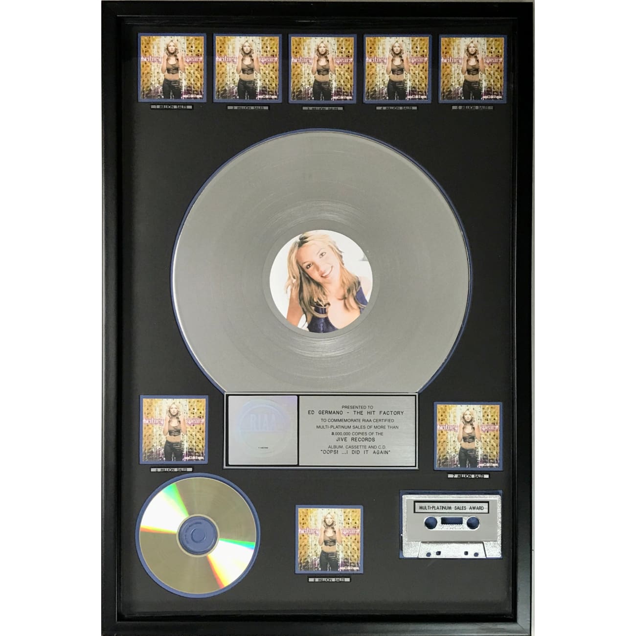 Britney Spears Oops!...I Did It Again 8x Multi Platinum Album Award - Certified Music Collectible for Fans & Display