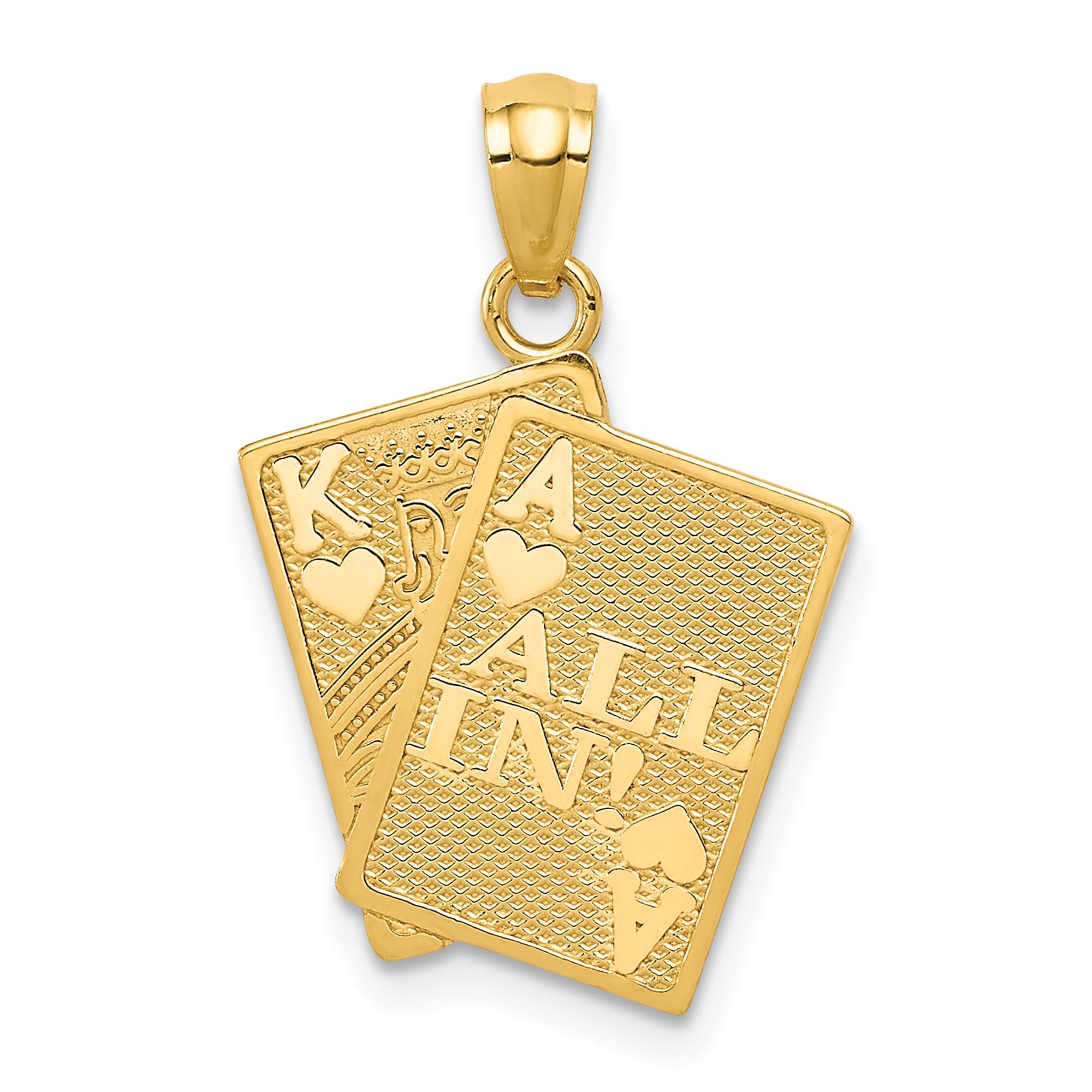 14K Solid Yellow Gold Ace of Hearts Poker Necklace - King of Love Playing Card Pendant - Gambling Deck Charm for Good Luck Jewelry - Perfect for Casino Nights, Poker Parties & Unique Gifts