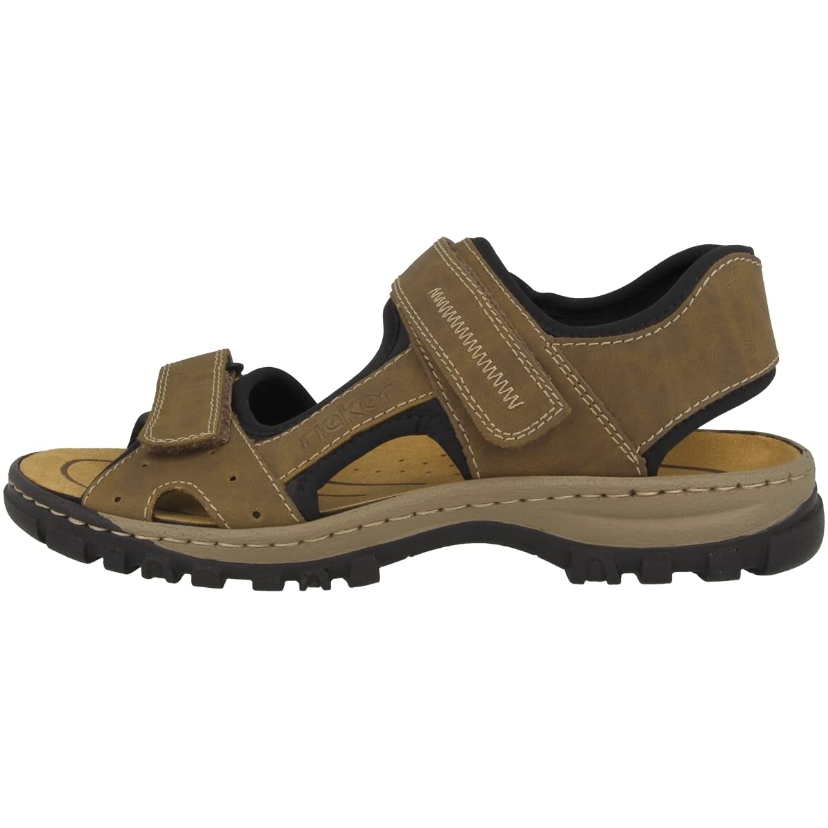 Rieker Men's Comfortable Brown & Black Sandals - Breathable & Lightweight for Summer Walking, Travel & Outdoor Activities