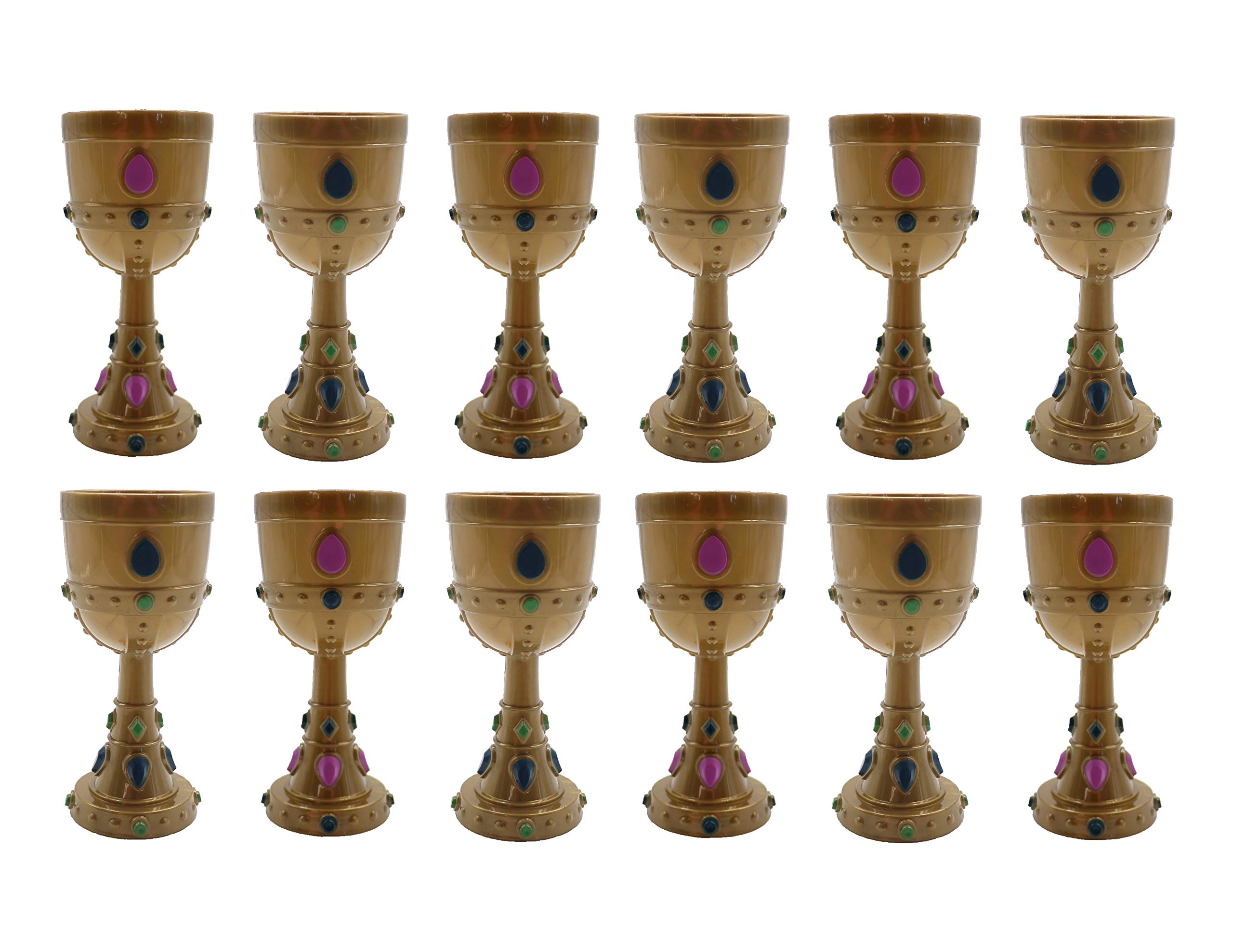 12-Pack Mardi Gras Molded Crown Goblets - Elegant Plastic Cups for King Cake Parties, Carnival Celebrations & Themed Events - Perfect for New Orleans Festivals, Masquerade Balls & Home Decor