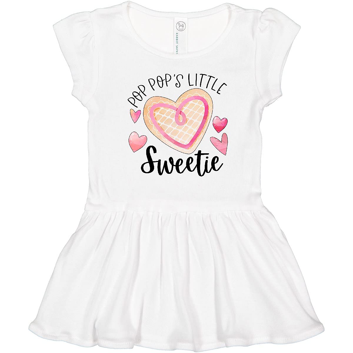 Inktastic Pop Pop's Little Sweetie Pink Heart Cookie Toddler Dress - Cute Outfit for Girls, Birthday, Family Photos & Special Occasions
